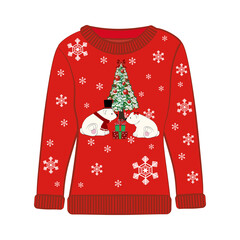 Christmas party ugly sweater with a bear vector illustration