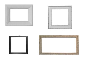 Collection of blank picture frame on white background.