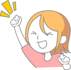 Fototapeta premium A woman who raises her hand and rejoices