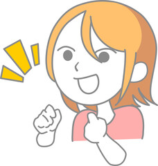 A woman who raises her hand and rejoices