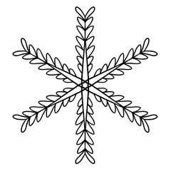 Snowflake doodle graphic hand drawn set. Black on white.
