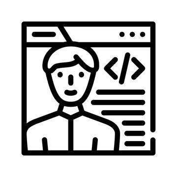 recommend clip art: programmer worker line icon vector illustration flat
