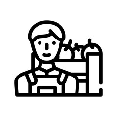 farmer worker line icon vector illustration flat