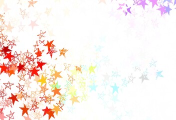 Light Multicolor vector backdrop with small and big stars.