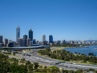 Fototapeta na wymiar View over the Perth CBD from King's Park