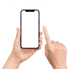 スマートフォンを操作する手の画像合成用素材（青）

