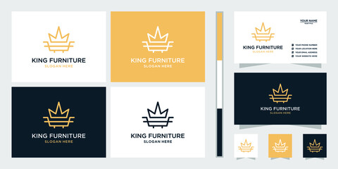 Fototapeta na wymiar King furniture logo with abstract letter f inspiration