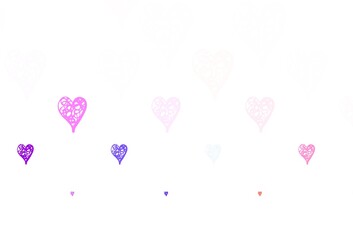 Light Green, Red vector texture with lovely hearts.