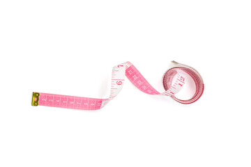 White and red tape measuring isolated on a white background with clipping path.