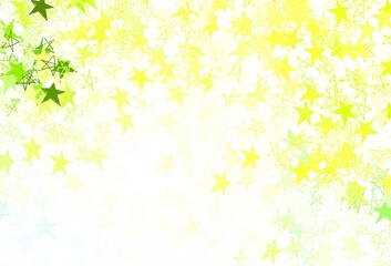 Obraz na płótnie Canvas Light Green, Yellow vector template with sky stars.