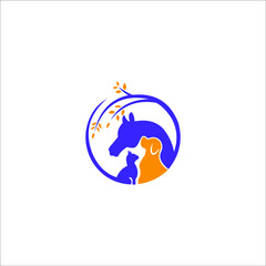 logo dog helathy animal clinik vector icon templet