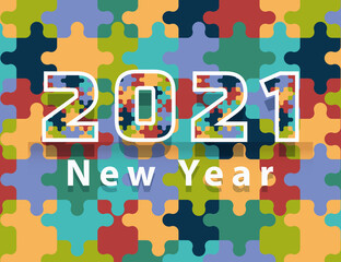 2021 puzzle new year design vector illustration