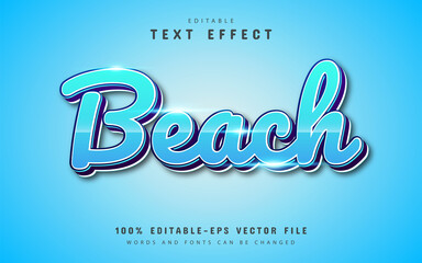 Modern beach text effect with blue gradient