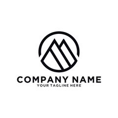 Simple vector logo in a modern style. Top of the mountain in the form of letter M.