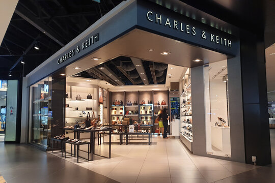 CHARLES & KEITH store in KLIA 2 Airport, Malaysia. It was founded by brothers Charles and Keith Wong. Dedicated to bringing trends to fashion-forward consumers. KLIA2, MALAYSIA - 24 OCT 2019.  