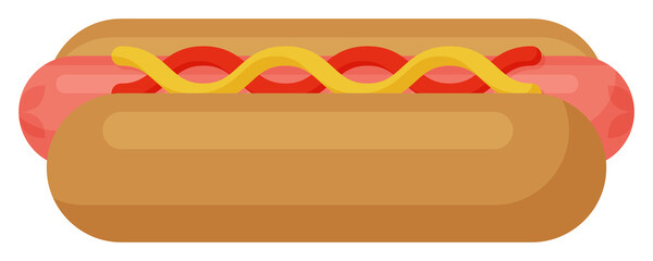 Hot dog in flat style. Vector illustration