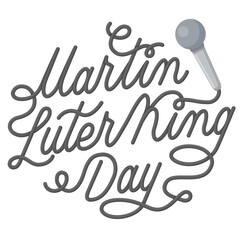 card Martin Luther King Day. microphone and lettering by wire. Vector illustration