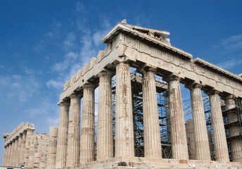 Obraz premium View of The Parthenon under blue sky at the Acropolis, Athens, Greece.