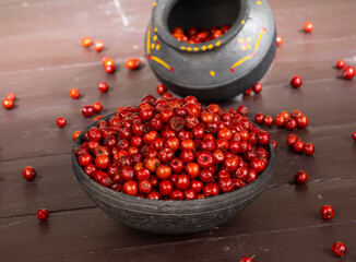 Indian Fruit Red Berry Also Know as Bor, Bora or Bore on Wooden Background