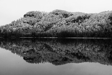 
norwegian landscape, with a great body of water, lake or river