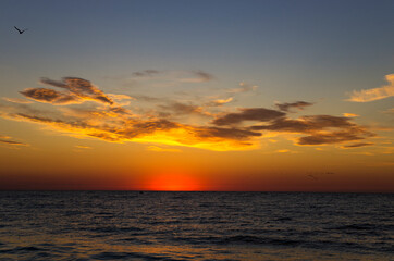 Colorful sunrise over the sea, landscape