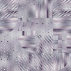 Hip random geo pattern on blurry background. High quality illustration. Classy chic shapes. Fashionable luxurious graphic motif. Geometric shape design on fuzzy blurred backdrop.