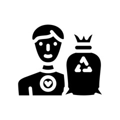 volunteer worker glyph icon vector illustration black