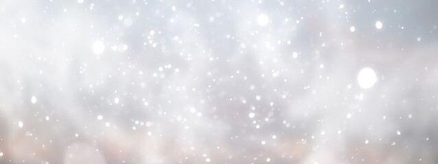 blue snowfall bokeh background, abstract snowflake background on blurred abstract blue