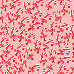 Christmas Holiday Candy Cane Seamless Pattern Background