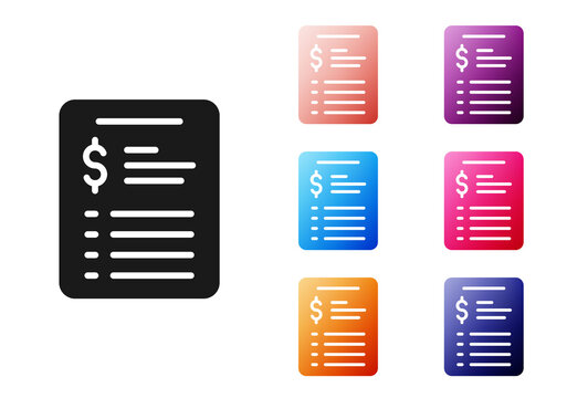 Black Grooming salon price list icon isolated on white background. Set icons colorful. Vector.