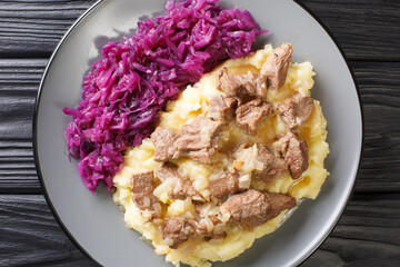 Hachee based on beef, onions, potatoes, red cabbage is a typical example of traditional Dutch...