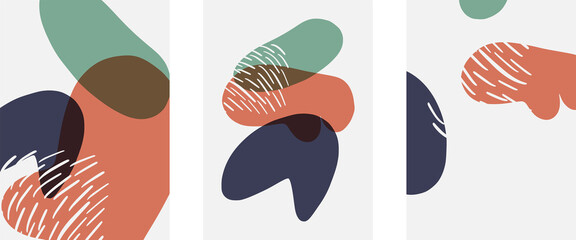 Hand drawn doodle shapes, wall art painting style, vector abstract background templates. A4 poster design or for covers, banners, flyers