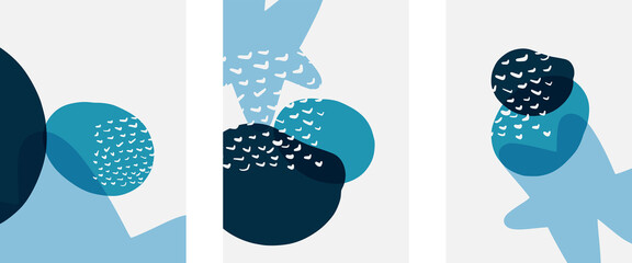 Hand drawn doodle shapes, wall art painting style, vector abstract background templates. A4 poster design or for covers, banners, flyers