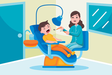 Dentist Profession with vector illlustration. Flat design with cartoon characters.