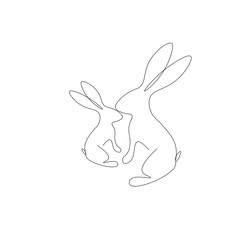 Bunny animal line drawing, vector illustration