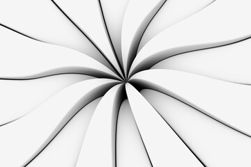 Black and white umbrella abstract background 3D render illustration