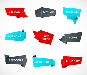 Vector stickers, price tag, banner, label. Coupon sale, offers and promotions vector template.