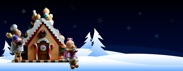 Cookie house postcard to celebrate Christmas
