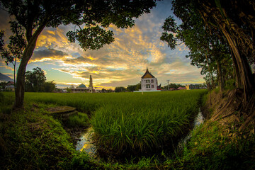 mosque at sunset