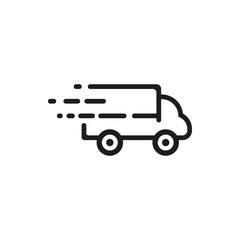 Fast shipping delivery truck flat vector icon for apps and websites