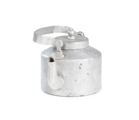Indian Traditional Desi Silver Tea Pot on White Background