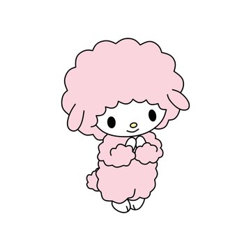 vector illustration of kawaii pink cute sheep graphics, suitable for logos, templates, stickers and others