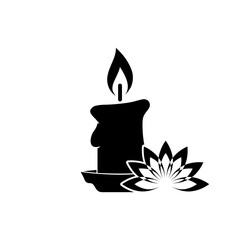 Aroma candles icon. Lotus flower, burning, flame icon isolated on white background