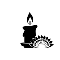 Aroma candles icon. Lotus flower, burning, flame icon isolated on white background