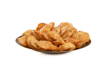 Indian Traditional Street Snack Puri or Gol Gappa on White Background