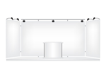 Trade exhibition stand on white background