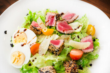 Appetizing salad, healthy food. Fresh fruit