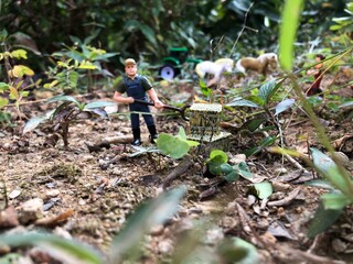 a miniature doll is handing wheat