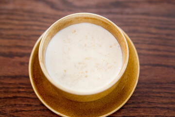 Breakfast of porridge: buckwheat, semolina, oatmeal. A healthy diet
