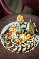 seafood salad - mussels, shrimp, fish, oysters.